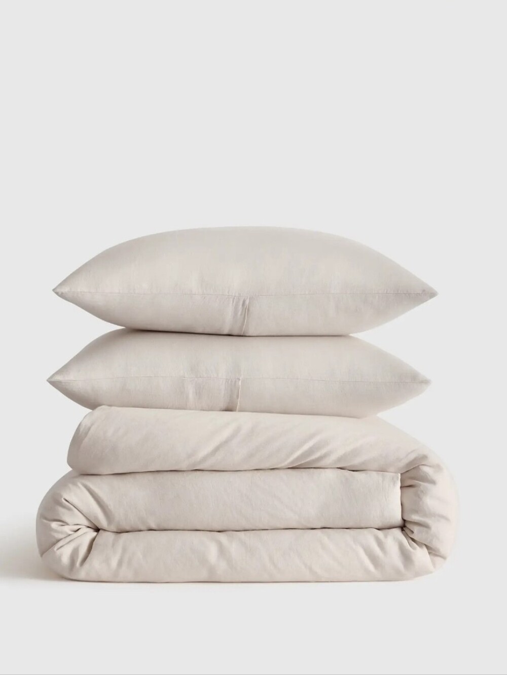 QUINCE European Linen Duvet Cover Set, King/Cal King Sand, MSRP $214